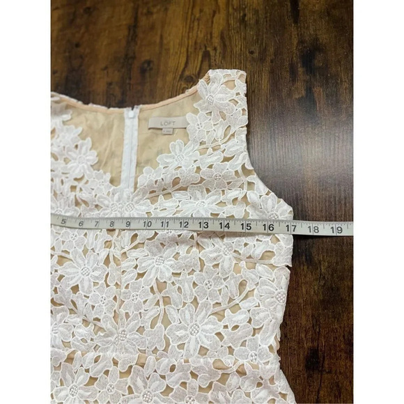 ANN TAYLOR LOFT WHITE SLEEVELESS EYELET LACE DRESS BACK ZIP SZ. 6 MSRP $118  - mordernwear.com